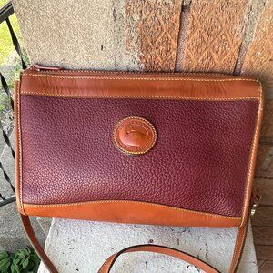 Dooney & Bourke Vintage USA 90s Top Zip Rare Rouge Red AWL Crossbody Bag Clutch
